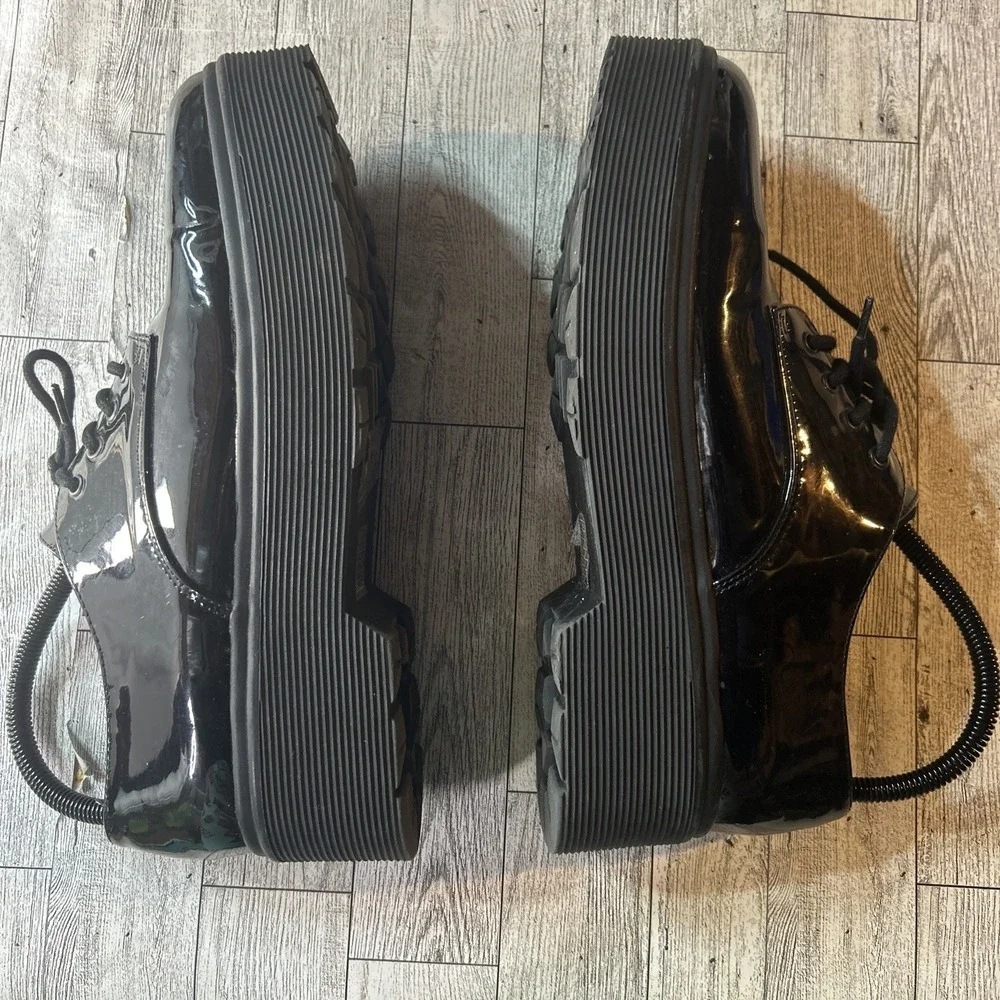 Forever 21 Black Patent Platform‎ Oxford Shoes Lug Sole Chunky Women's 10
